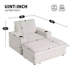 Indoor Oversized Chaise Lounge: Faux Rabbit Fur Sofa Bed with Storage, Armrests, Cup Holders - Perfect Reading Couch for Living Room or Bedroom