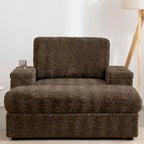 Indoor Oversized Chaise Lounge: Faux Rabbit Fur Sofa Bed with Storage, Armrests, Cup Holders - Perfect Reading Couch for Living Room or Bedroom