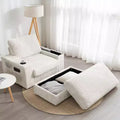 Indoor Oversized Chaise Lounge: Faux Rabbit Fur Sofa Bed with Storage, Armrests, Cup Holders - Perfect Reading Couch for Living Room or Bedroom