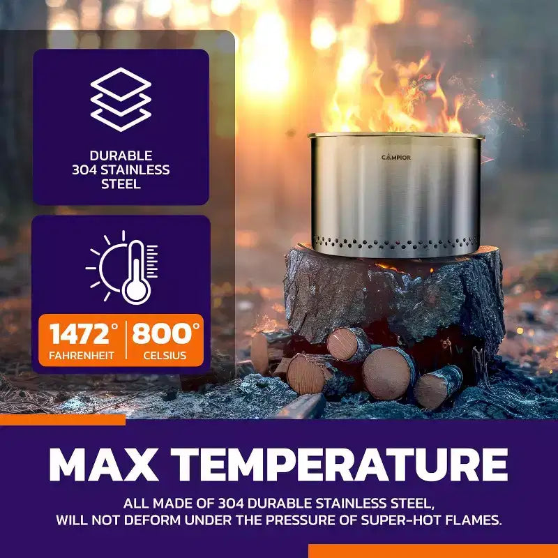 Big size firewood stove 45cm diameter wood burning smokeless fire pit stove