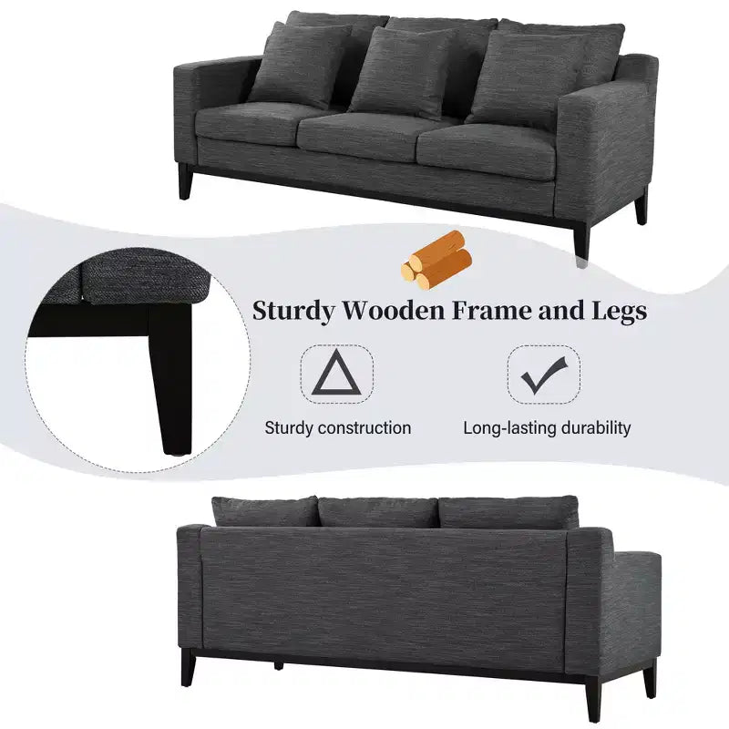 Christopher Knight Home Noxon Canapé 3 places 80 po de largeur rembourré avec coussin décoratif