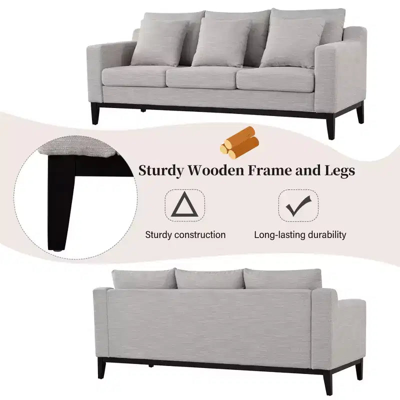 Christopher Knight Home Noxon Canapé 3 places 80 po de largeur rembourré avec coussin décoratif