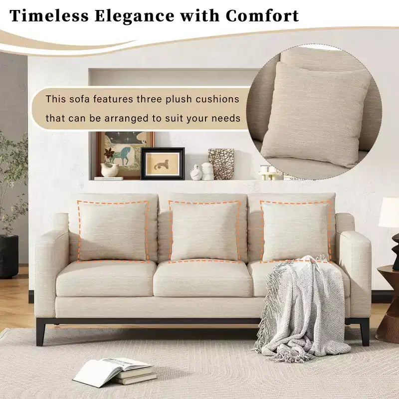 Christopher Knight Home Noxon Canapé 3 places 80 po de largeur rembourré avec coussin décoratif