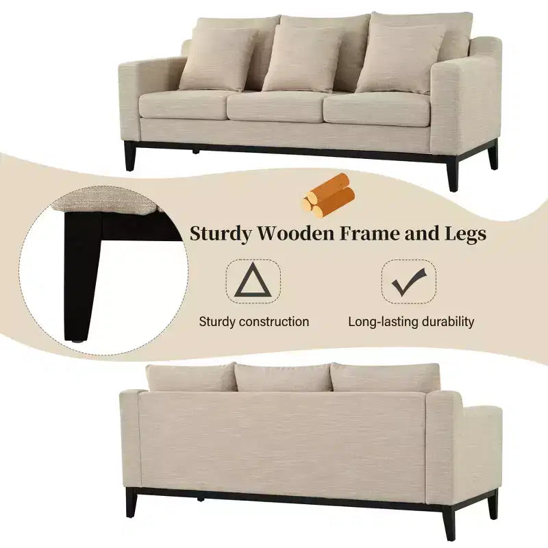 Christopher Knight Home Noxon Canapé 3 places 80 po de largeur rembourré avec coussin décoratif