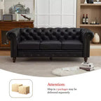 HYLEORY 84 Canapés Chesterfield en cuir pour salon, canapé 3 places à accoudoirs roulés, grand canapé avec boutons profonds et clous pour bureau et appartement