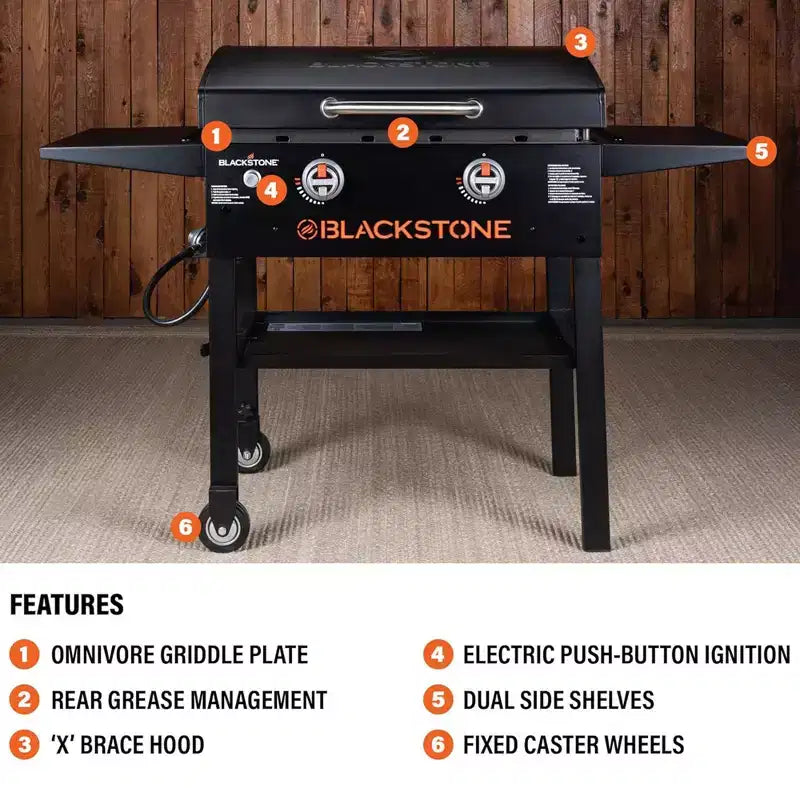 Blackstone 28 Omnivore Griddle w/ Hard Cover, Propane Gas Outdoor Cooking Stove