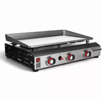 GasOne 3 Burner Flat Top Grill  Auto Ignition Propane Portable Tabletop Gas Grill Premium Stainless Steel Body with Pre Season Griddle and Drip Tray