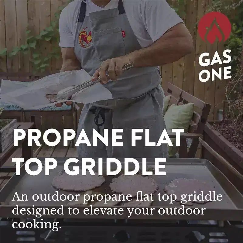GasOne 3 Burner Flat Top Grill  Auto Ignition Propane Portable Tabletop Gas Grill Premium Stainless Steel Body with Pre Season Griddle and Drip Tray