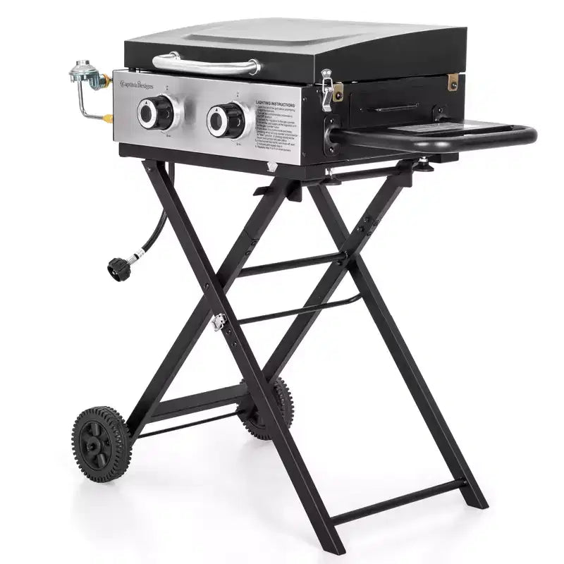 Garden GROTTO 2-Burner Propane BBQ Grill with Cast Iron Griddle - 20,000 BTU for Patio and Backyard