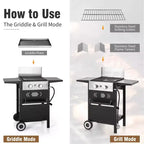 Garden GROTTO 2-Burner Propane BBQ Grill with Cast Iron Griddle - 20,000 BTU for Patio and Backyard