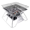 Brentwood 14-In. x 14-In. Stainless Steel Portable Folding Charcoal BBQ Grill and Outdoor Fire Pit with Carry Bag, BB-4X14SS in Silver