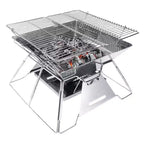 Brentwood 14-In. x 14-In. Stainless Steel Portable Folding Charcoal BBQ Grill and Outdoor Fire Pit with Carry Bag, BB-4X14SS in Silver