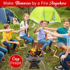 Brentwood Gril barbecue et foyer extérieur portatif pliant en acier inoxydable 14 x 14 po avec sac de transport, BB-4X14SS, argent