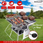 Brentwood Gril barbecue et foyer extérieur portatif pliant en acier inoxydable 14 x 14 po avec sac de transport, BB-4X14SS, argent