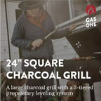 GasOne 24-inch BBQ Charcoal Grill  Charcoal Smoker with Multiple Tier Heat Control for Camping, Picnic, Patio, Backyard Barbecue, Outdoor Cooking