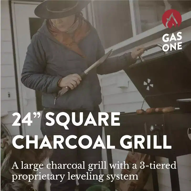 GasOne 24-inch BBQ Charcoal Grill  Charcoal Smoker with Multiple Tier Heat Control for Camping, Picnic, Patio, Backyard Barbecue, Outdoor Cooking