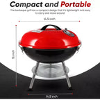Barbecue portable au charbon de bois GasOne 14 pouces – Gril de barbecue avec couvercle à verrouillage 3 points pour la conservation de la chaleur, système de double ventilation pour jardin, camping, bateau