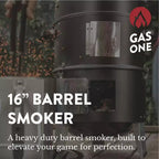 GasOne 16 Inch Heavy Duty Vertical Smoker with Thermometer, 2 Access Doors Multipurpose Charcoal BBQ Grill Mini Smoker for Outdoor, Camping