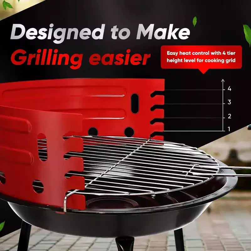 GasOne Barbecue Grill portable 16 pouces au charbon de bois avec 4 niveaux de contrôle de la flamme et double système de ventilation, pour jardin, camping, bateau