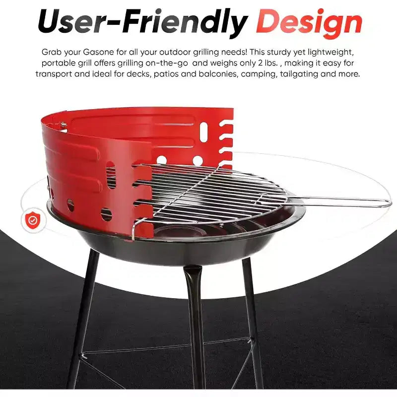 GasOne Barbecue Grill portable 16 pouces au charbon de bois avec 4 niveaux de contrôle de la flamme et double système de ventilation, pour jardin, camping, bateau