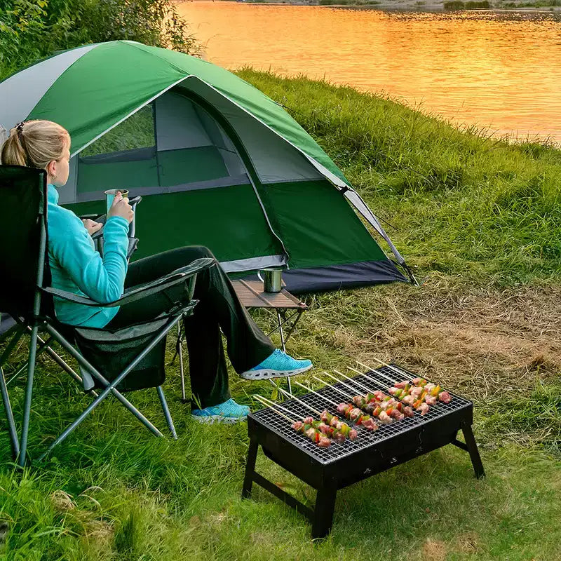 Barbecue Portable Pliable en Acier Inoxydable Gardenised pour Camping, Jardin, Hayon, Randonnée, Pique-nique