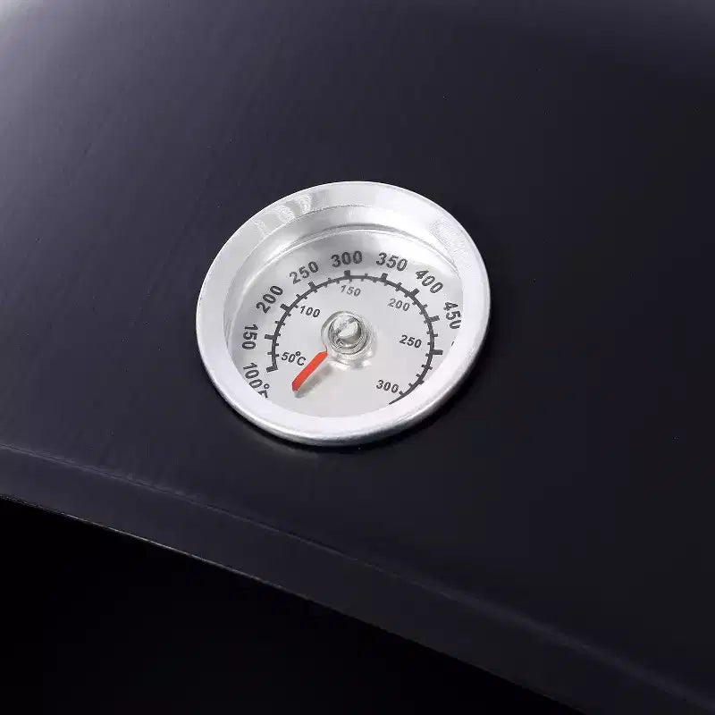 Fumoir de barbecue au charbon de bois, Gril vertical portable avec thermomètre intégré, Barbecue rond avec porte d'accès pour la cuisson en extérieur et les fêtes de camping