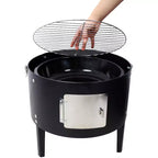 Fumoir de barbecue au charbon de bois, Gril vertical portable avec thermomètre intégré, Barbecue rond avec porte d'accès pour la cuisson en extérieur et les fêtes de camping