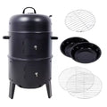 Charcoal BBQ Smoker, Portable Vertical Grill Cooker With Built-in Thermometer, Round BBQ Grill with Access Door for Backyard Cooking Camping Parties