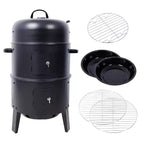 Charcoal BBQ Smoker, Portable Vertical Grill Cooker With Built-in Thermometer, Round BBQ Grill with Access Door for Backyard Cooking Camping Parties