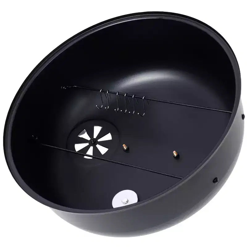 Fumoir de barbecue au charbon de bois, Gril vertical portable avec thermomètre intégré, Barbecue rond avec porte d'accès pour la cuisson en extérieur et les fêtes de camping