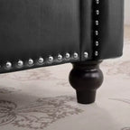 Canapé Chesterfield classique de 84 pouces de large en similicuir, canapé 3 places/1 place avec accoudoirs roulés et garniture cloutée pour le salon ou le bureau ModernLuxe
