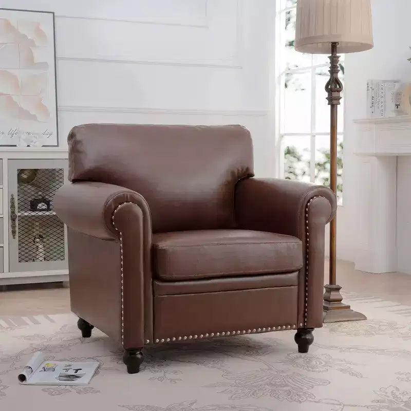 Canapé Chesterfield classique de 84 pouces de large en similicuir, canapé 3 places/1 place avec accoudoirs roulés et garniture cloutée pour le salon ou le bureau ModernLuxe