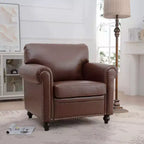 Canapé Chesterfield classique de 84 pouces de large en similicuir, canapé 3 places/1 place avec accoudoirs roulés et garniture cloutée pour le salon ou le bureau ModernLuxe