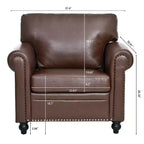 Canapé Chesterfield classique de 84 pouces de large en similicuir, canapé 3 places/1 place avec accoudoirs roulés et garniture cloutée pour le salon ou le bureau ModernLuxe