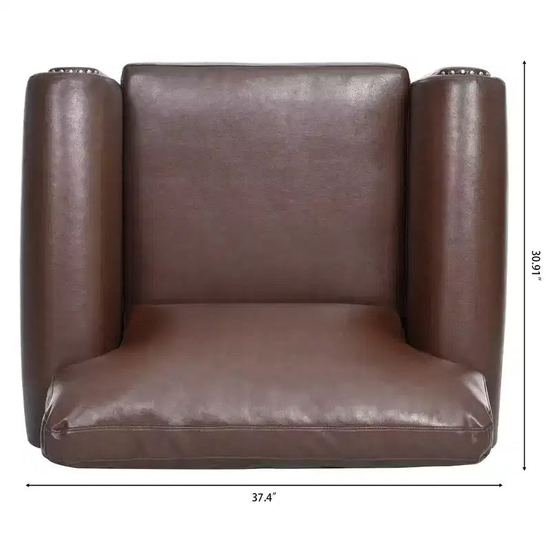 Canapé Chesterfield classique de 84 pouces de large en similicuir, canapé 3 places/1 place avec accoudoirs roulés et garniture cloutée pour le salon ou le bureau ModernLuxe