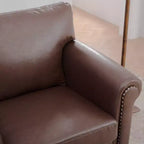 Canapé Chesterfield classique de 84 pouces de large en similicuir, canapé 3 places/1 place avec accoudoirs roulés et garniture cloutée pour le salon ou le bureau ModernLuxe