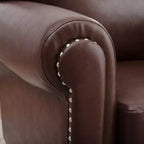 Canapé Chesterfield classique de 84 pouces de large en similicuir, canapé 3 places/1 place avec accoudoirs roulés et garniture cloutée pour le salon ou le bureau ModernLuxe