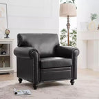 Canapé Chesterfield classique de 84 pouces de large en similicuir, canapé 3 places/1 place avec accoudoirs roulés et garniture cloutée pour le salon ou le bureau ModernLuxe