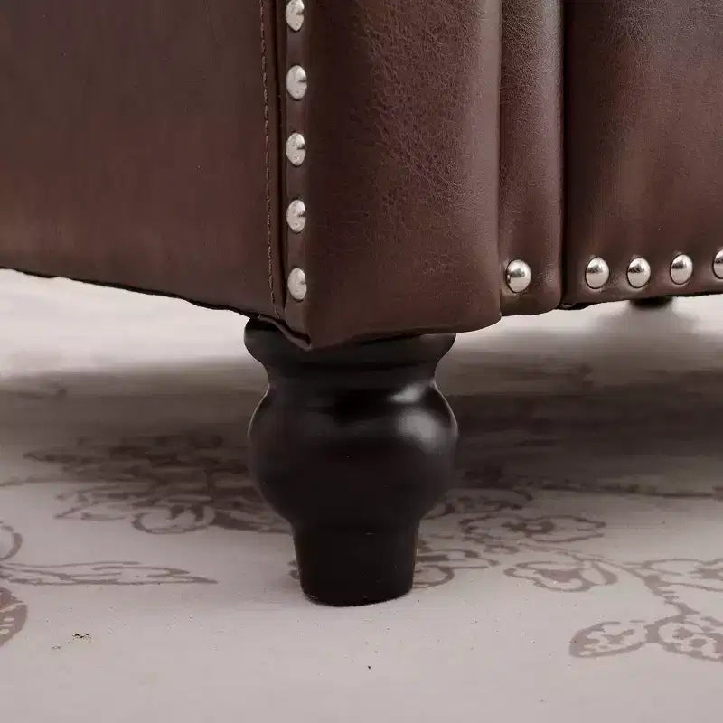 Canapé Chesterfield classique de 84 pouces de large en similicuir, canapé 3 places/1 place avec accoudoirs roulés et garniture cloutée pour le salon ou le bureau ModernLuxe