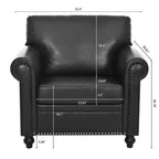 Canapé Chesterfield classique de 84 pouces de large en similicuir, canapé 3 places/1 place avec accoudoirs roulés et garniture cloutée pour le salon ou le bureau ModernLuxe