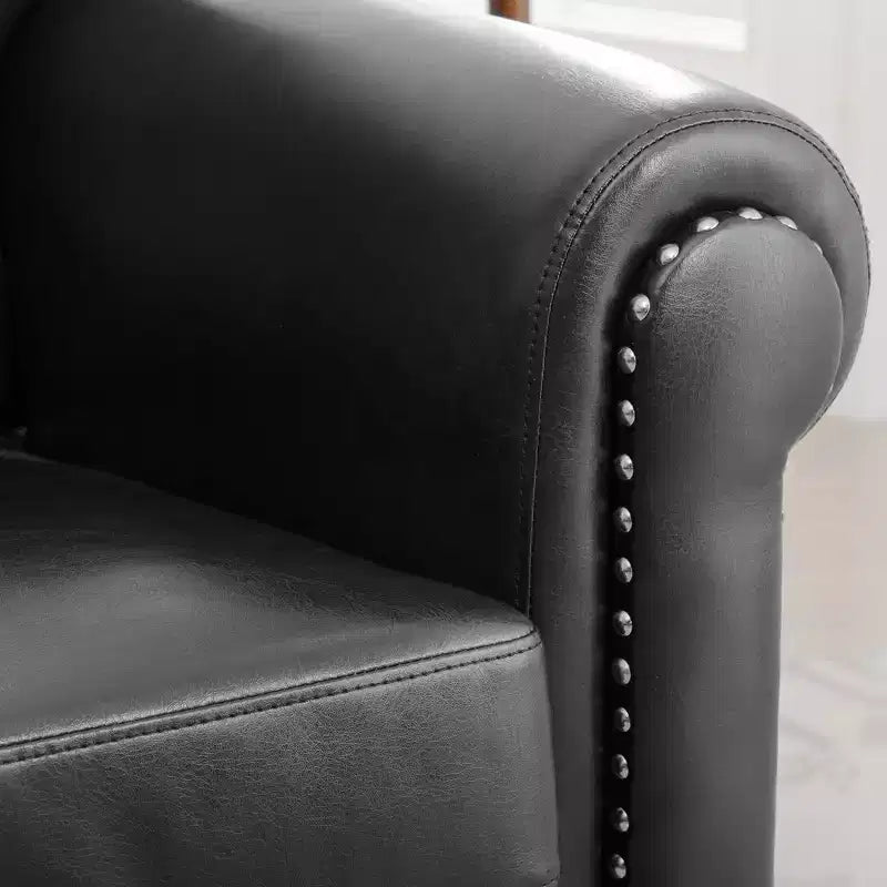 Canapé Chesterfield classique de 84 pouces de large en similicuir, canapé 3 places/1 place avec accoudoirs roulés et garniture cloutée pour le salon ou le bureau ModernLuxe