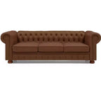 Elegant Chesterfield Technical Leather Sofa, Tufted 3-Seater/2-Seater/1-Seater Couch with Nailhead Trim and Rolled Arms  ModernLuxe