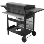 4 Burner Propane Gas BBQ Grill, 49,200 BTU Output Stainless Steel BBQ Grill with Foldable Side Table for Garden Patio Backyard Camping