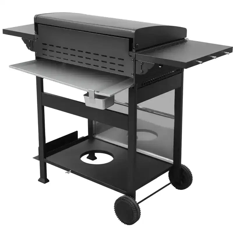 4 Burner Propane Gas BBQ Grill, 49,200 BTU Output Stainless Steel BBQ Grill with Foldable Side Table for Garden Patio Backyard Camping