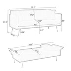 Modern Love Sofa: 70 Teddy Fleece Futon with Adjustable Arms, Convertible Bed