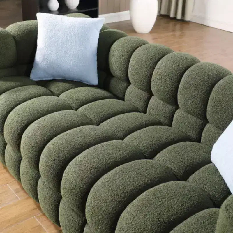 Luxurious White Boucle Sofa: 3-Seater, Ergonomic, 84.3 Length