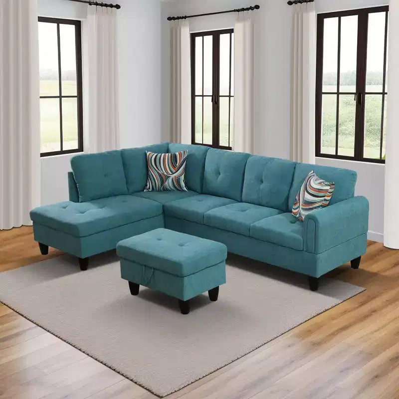 Chenille Velvet Sofa, Three-Piece Set for Living Room, Features Double-Layer Spring and Soft Comfort