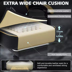 Hoffree Leather Massage Gaming Chair Ergonomic Office PC Chair with Footrest & Adjustable