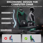 Hoffree Leather Massage Gaming Chair Ergonomic Office PC Chair with Footrest & Adjustable