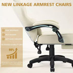 Hoffree Leather Massage Gaming Chair Ergonomic Office PC Chair with Footrest & Adjustable